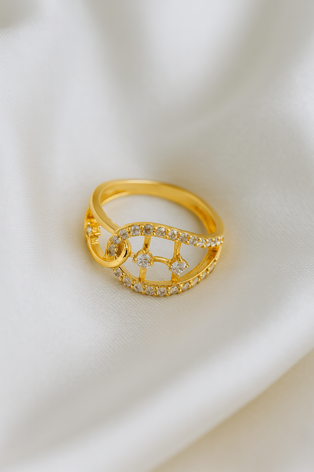 Infinity Grace – Gold Ring with Floating Diamonds - My Store