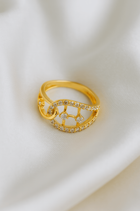 Infinity Grace – Gold Ring with Floating Diamonds - My Store