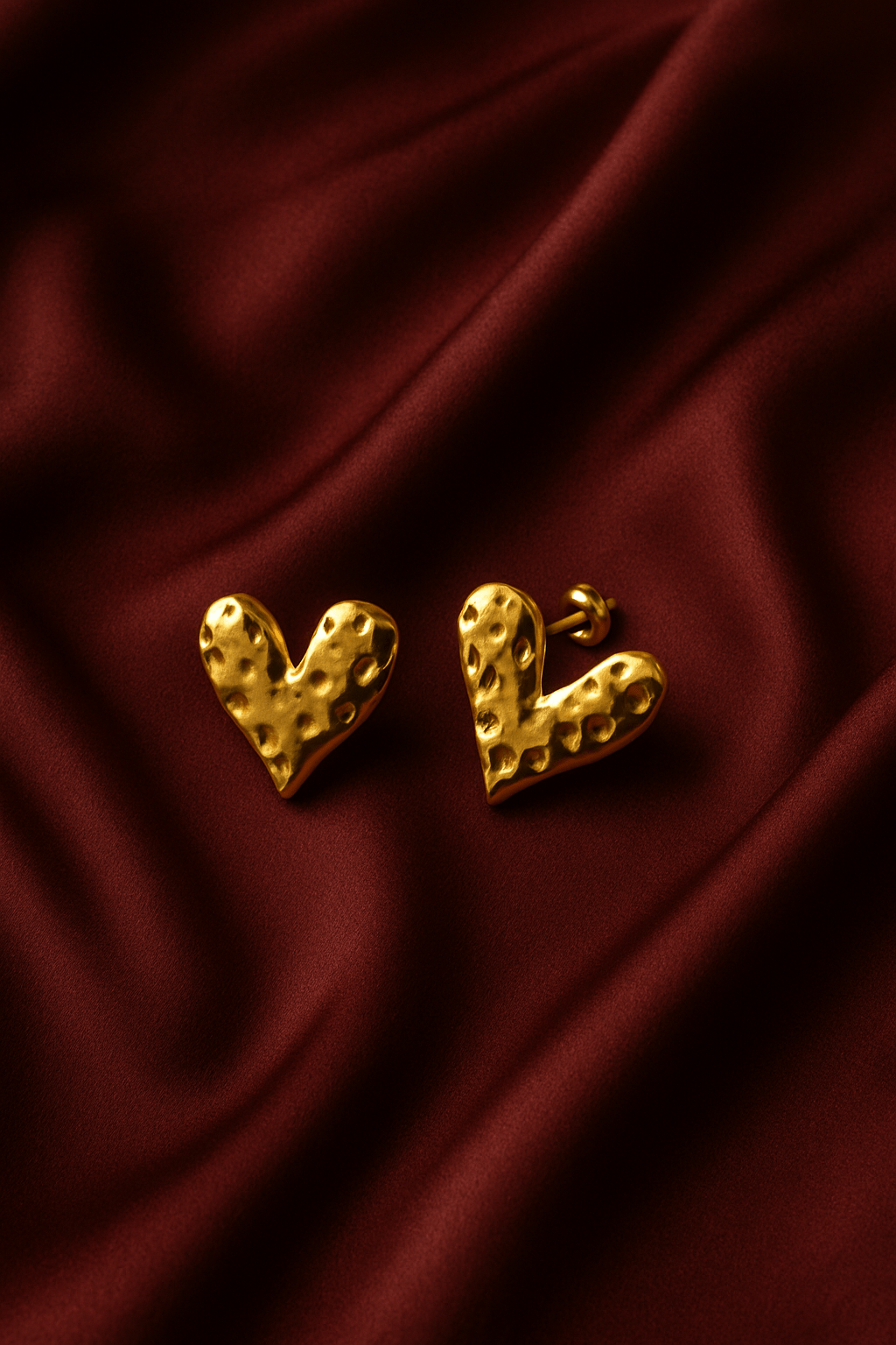 Melted Heart Sculpted Gold Studs - My Store
