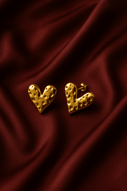 Melted Heart Sculpted Gold Studs - My Store