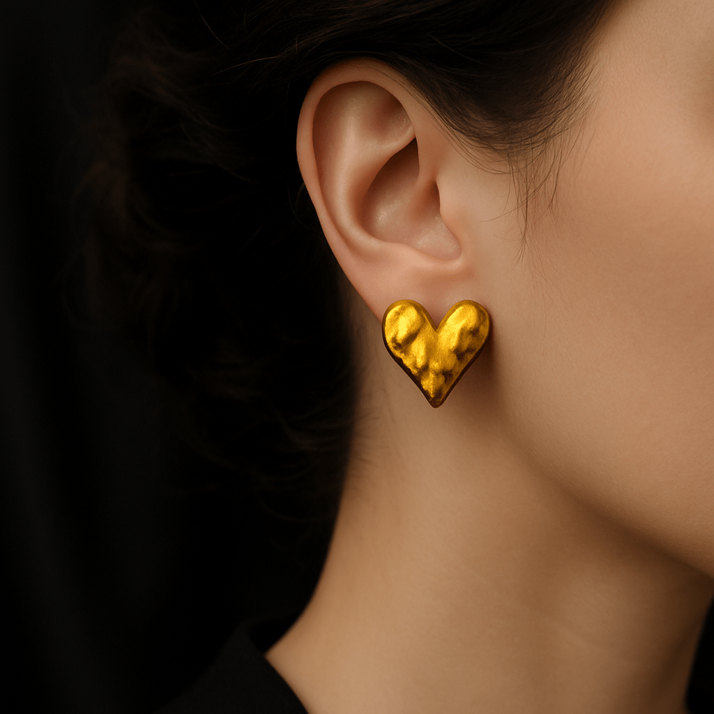 Melted Heart Sculpted Gold Studs - My Store