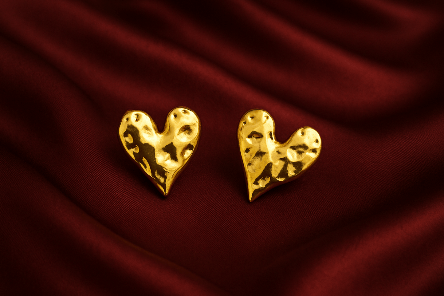 Melted Heart Sculpted Gold Studs - My Store