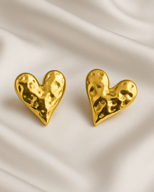 Melted Heart Sculpted Gold Studs - My Store