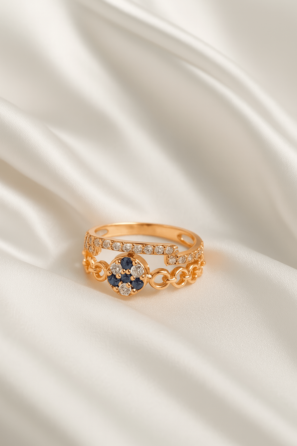 Midnight Glow – Blue Stone Halo Ring - My Store