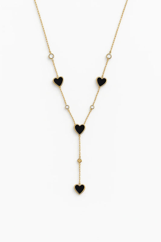 Midnight Hearts Gold - Plated Love Lariat Necklace - My Store