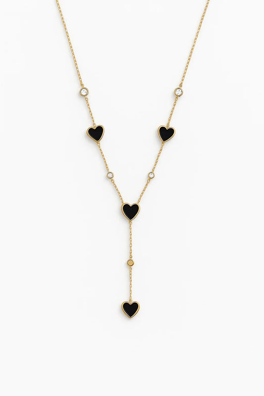 Midnight Hearts Gold - Plated Love Lariat Necklace - My Store