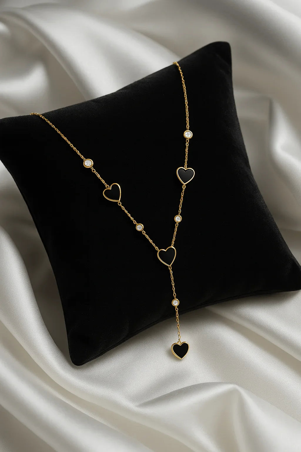 Midnight Hearts Gold - Plated Love Lariat Necklace - My Store