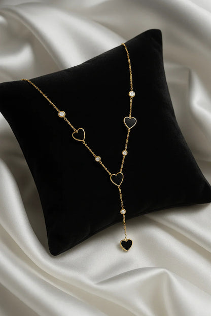 Midnight Hearts Gold - Plated Love Lariat Necklace - My Store