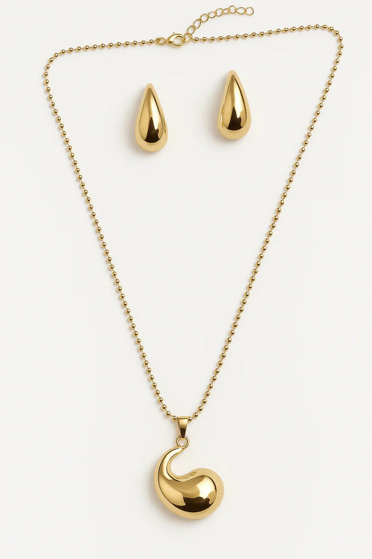 Molten Muse Sculpted Pendant & Teardrop Earring Set - My Store