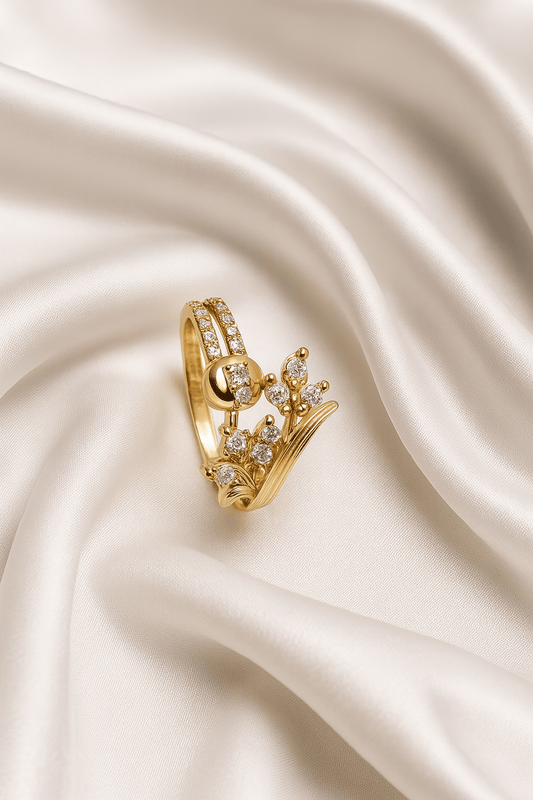 Nature's Embrace – Gold Ring with Sparkling Petals - My Store