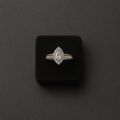 Queen’s Tear – Marquise Halo Silver Ring - My Store