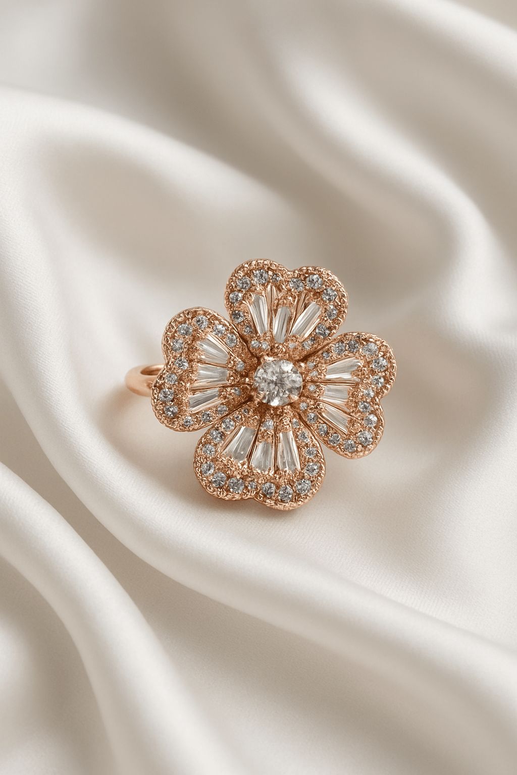 Radiant Bloom Rose Gold Diamond Ring - My Store