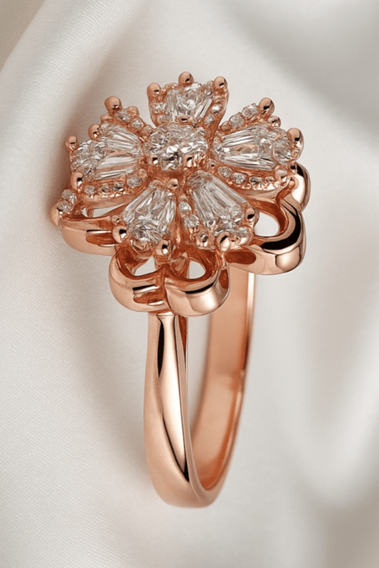 Radiant Bloom Rose Gold Diamond Ring - My Store