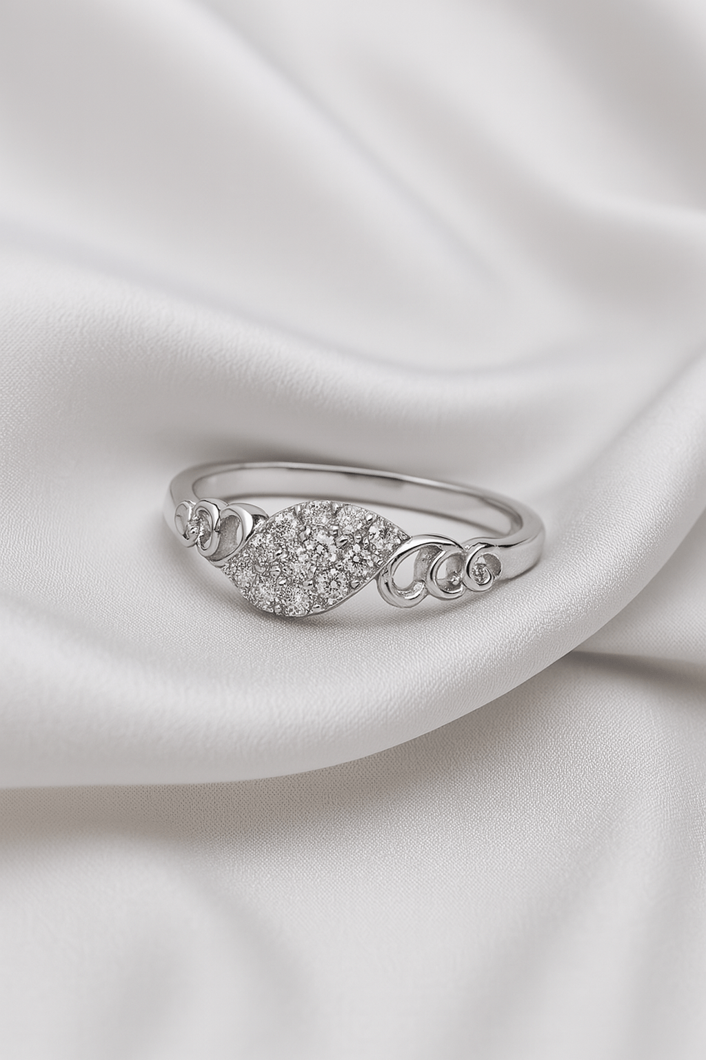 Silver Petal – Sparkle Cluster Designer Ring - My Store