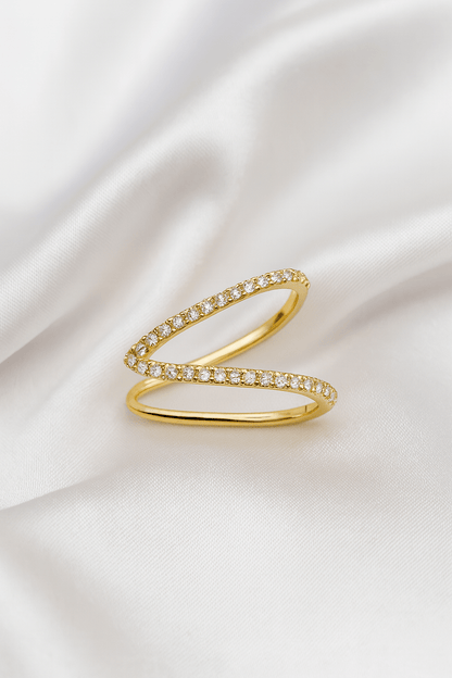 Sparkle Vibe | 18K Gold Plated Open V - Curve Diamond Ring ✨ - My Store