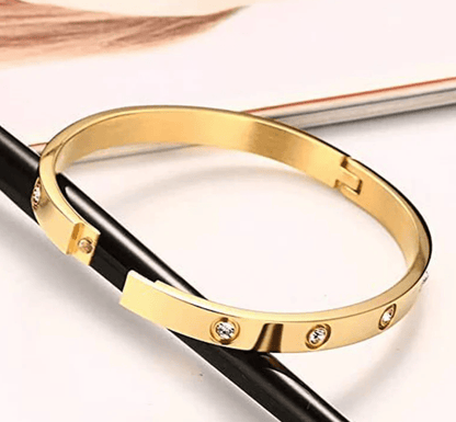 Stainless Steel Contemporary Gold Plated Love AD Anti - Tarnish Bracelet For Women - My Store