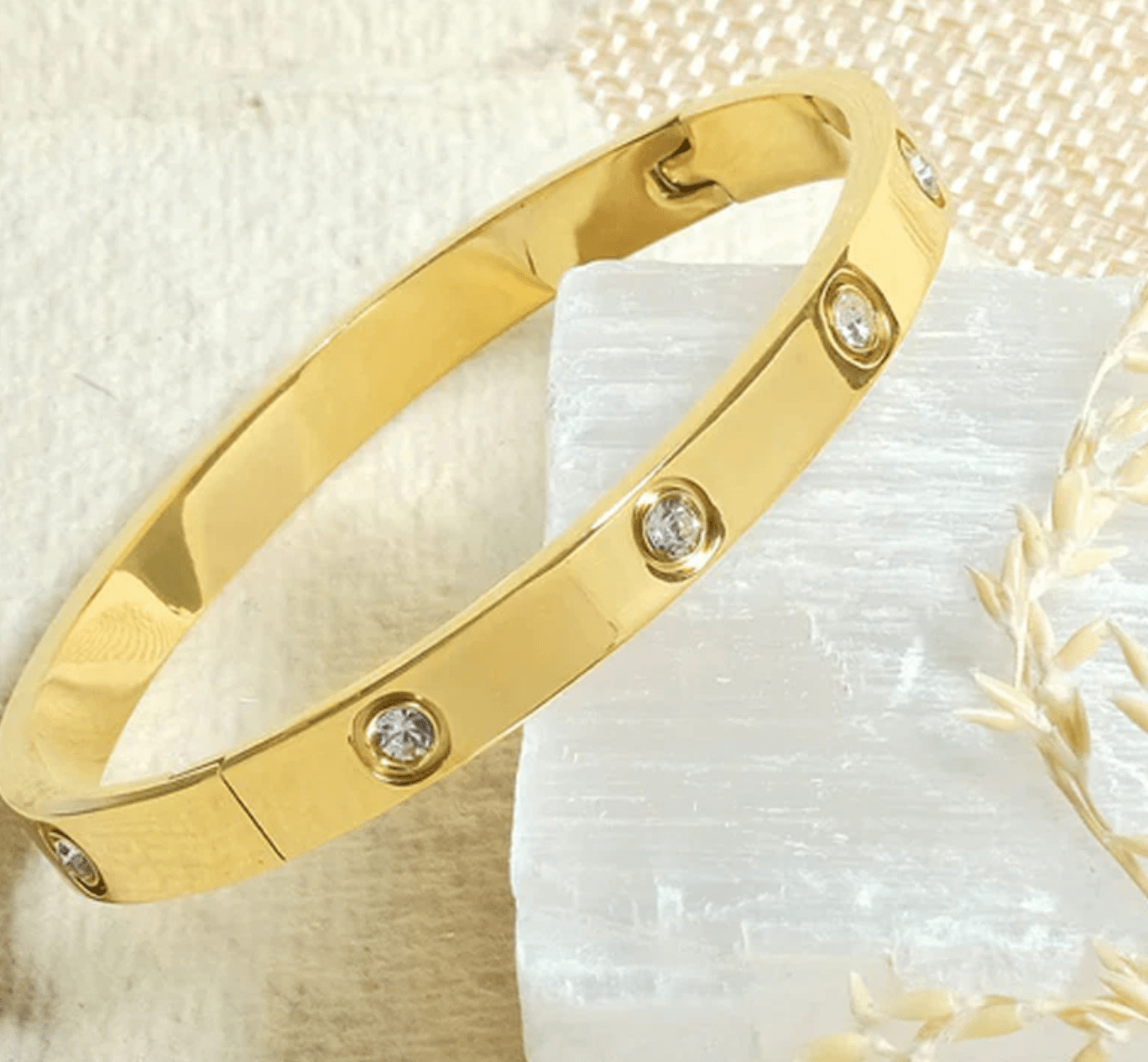 Stainless Steel Contemporary Gold Plated Love AD Anti - Tarnish Bracelet For Women - My Store