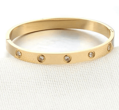 Stainless Steel Contemporary Gold Plated Love AD Anti - Tarnish Bracelet For Women - My Store