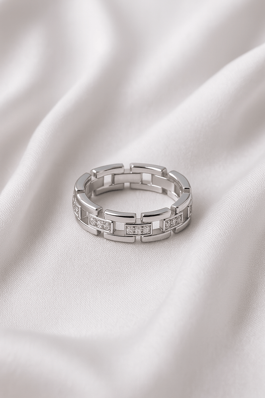 Steel Luxe – Cubic Diamond Inlay Ring - My Store