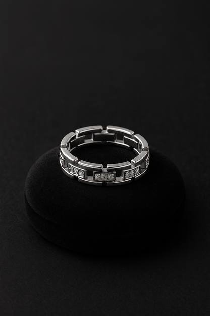 Steel Luxe – Cubic Diamond Inlay Ring - My Store