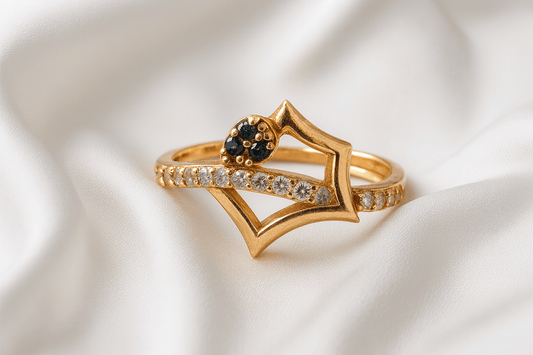 The Maharani Touch: Luxe Gold Sapphire Ring - My Store