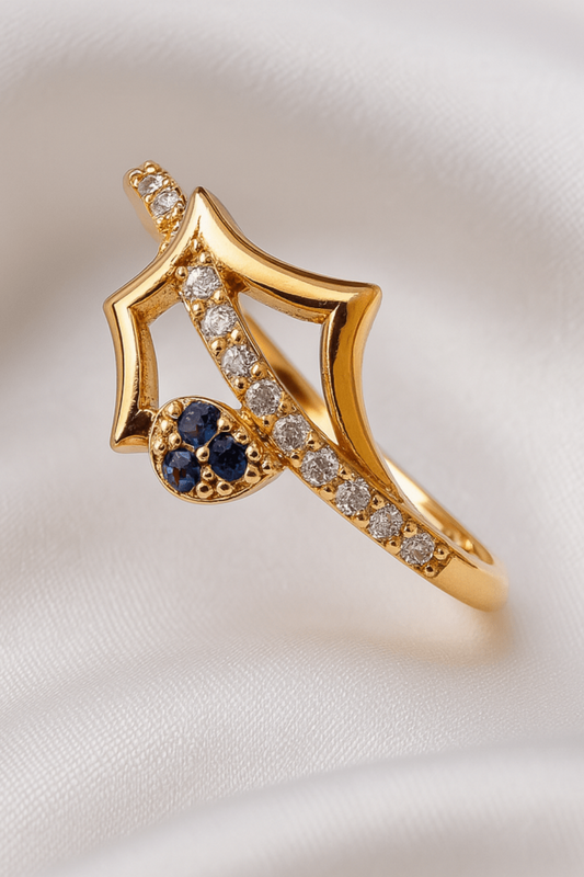 The Maharani Touch: Luxe Gold Sapphire Ring - My Store