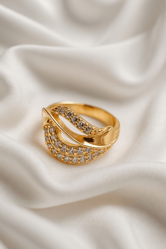 Tide of Glamour – Gold Ring with Flowing Design - My Store